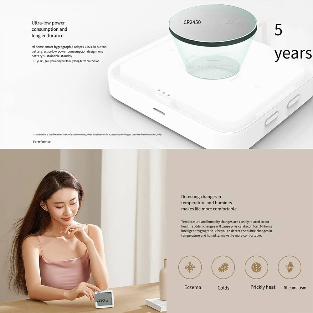 XIAOMI MIJIA MJWSDO5MMC Smart Thermometer Home Hygrometer Clock Humidity Monitor