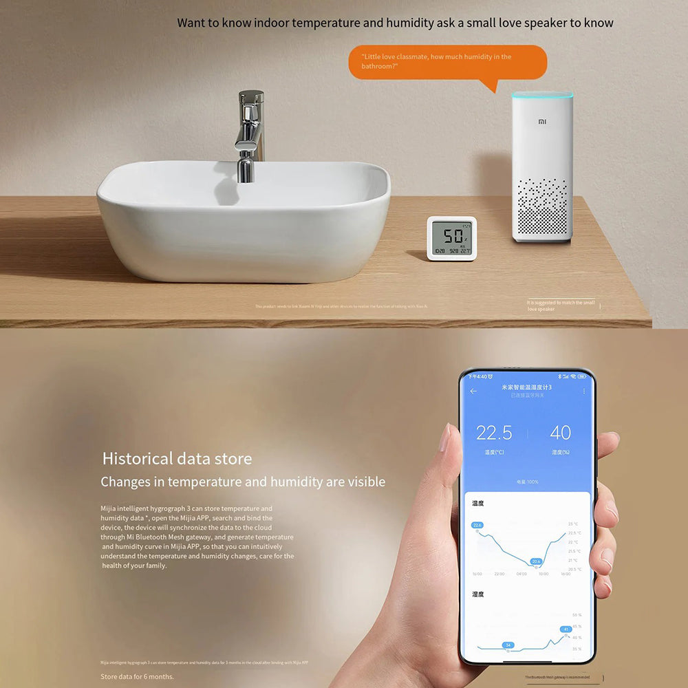 XIAOMI MIJIA MJWSDO5MMC Smart Thermometer Home Hygrometer Clock Humidity Monitor