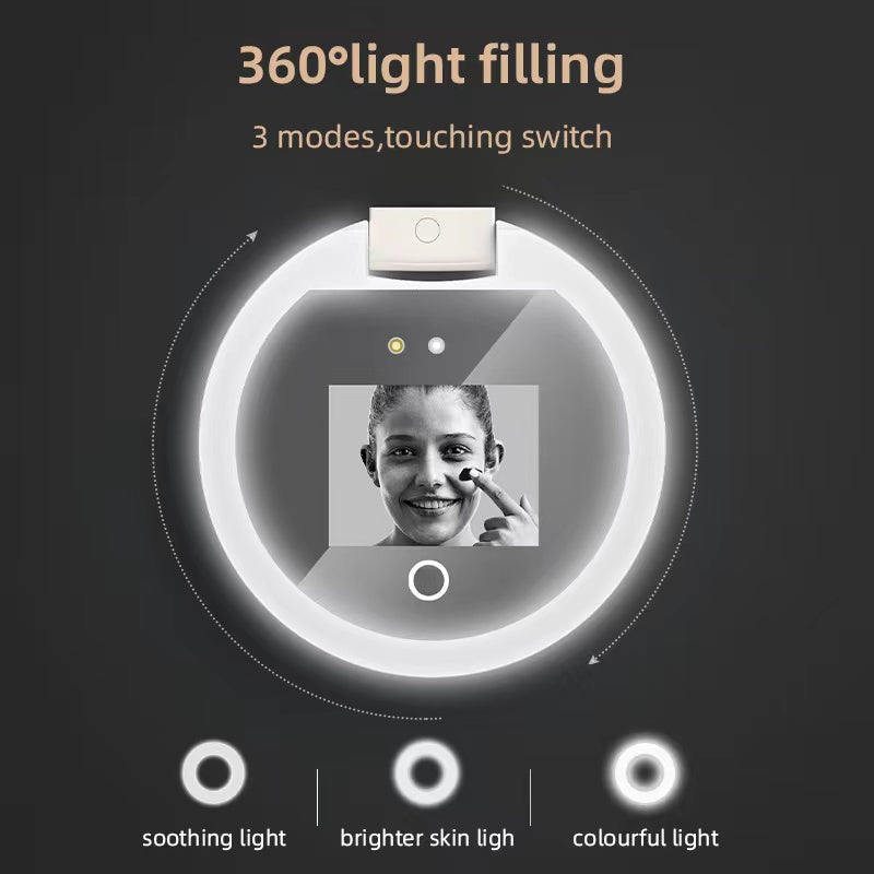 YS002 Smart Makeup Mirror Built-in UV Camera for Sunscreen Test LED Handheld Cosmetic Mirror