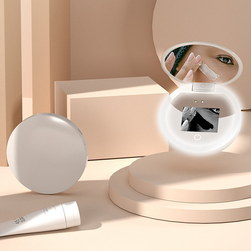 YS002 Smart Makeup Mirror Built-in UV Camera for Sunscreen Test LED Handheld Cosmetic Mirror