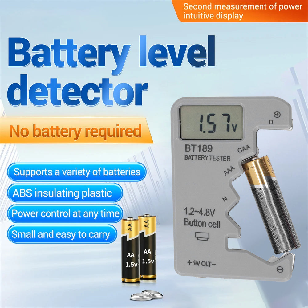 BT189 LCD Screen Battery Tester Universal Button Cell D N AA AAA 9V Battery Voltage Checker