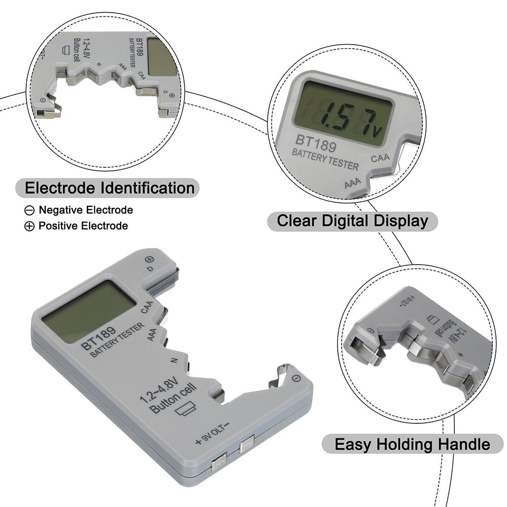BT189 LCD Screen Battery Tester Universal Button Cell D N AA AAA 9V Battery Voltage Checker