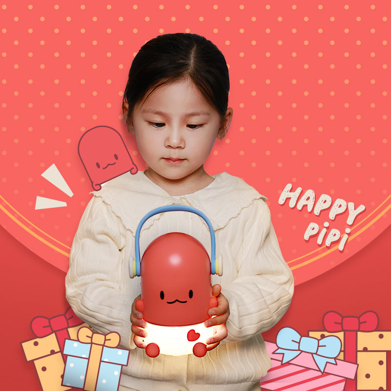 ICARER FAMILY IF-PI001 Cartoon Pipi Night Light 3 Brightness Adjustable Desk Lamp - Red