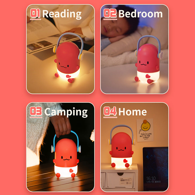 ICARER FAMILY IF-PI001 Cartoon Pipi Night Light 3 Brightness Adjustable Desk Lamp - Red
