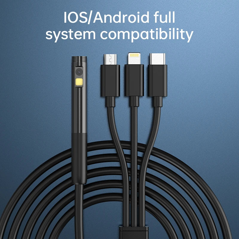 W300-B 8mm Dual Lens 2MP Ear Endoscope Camera Earwax Cleaner with 3-in-1 Type-C / Micro / iP Cable