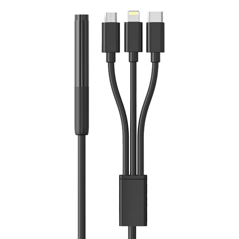 W300-B 3m 3-in-1 Micro / Type-C / Lightning HD Endoscope 8mm 2.0MP Inspection Camera Waterproof Borescope