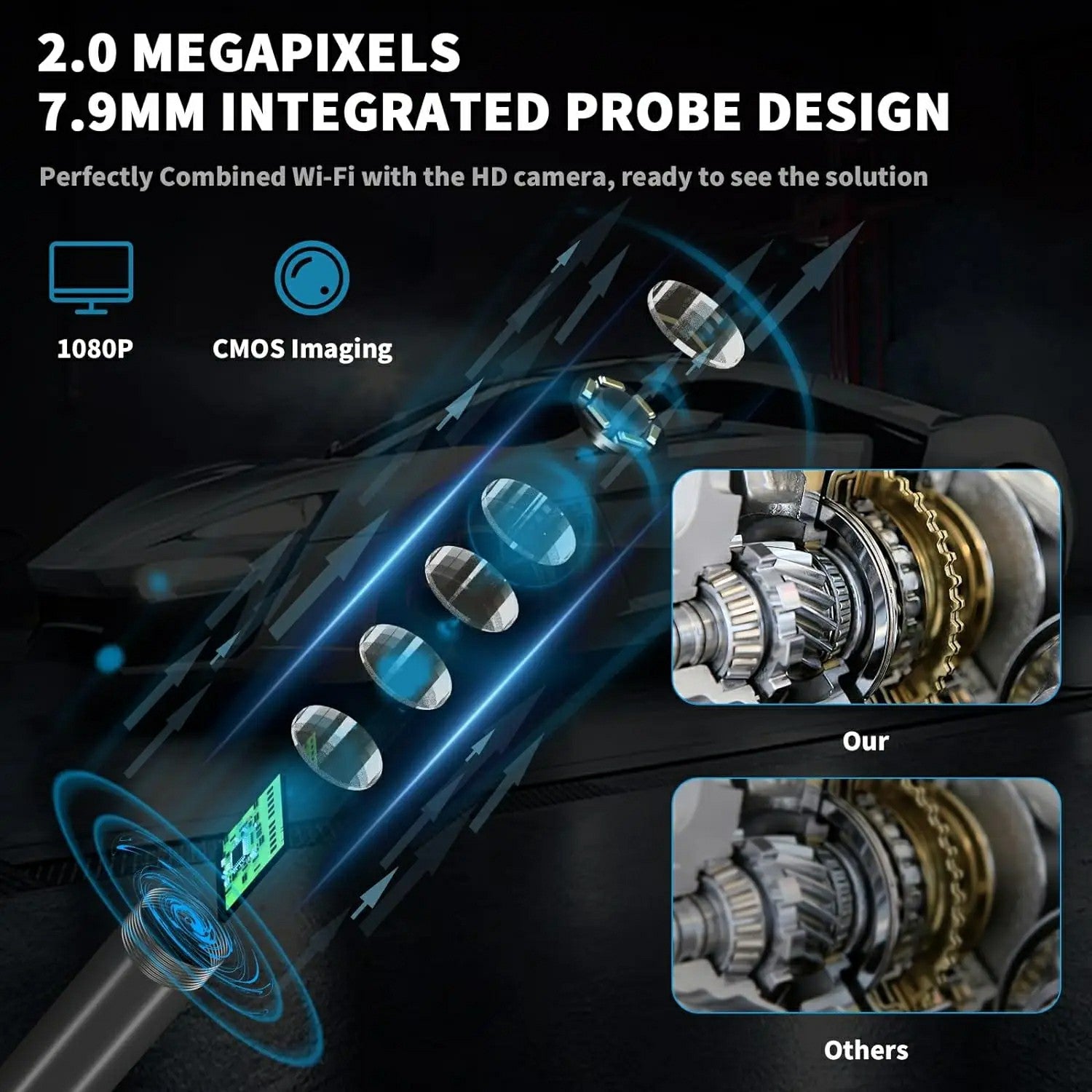 NK-5001Pro 1m Hard Wire Car Inspection 5.5mm Waterproof Inspection Camera with LED Lights