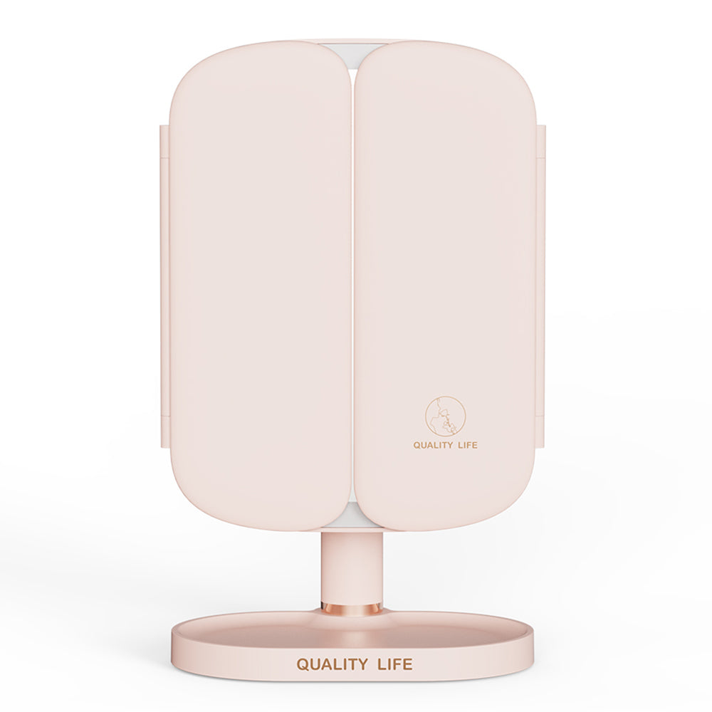 QW-M71 Stepless Dimming LED Light Makeup Mirror Foldable Tabletop Vanity Mirror