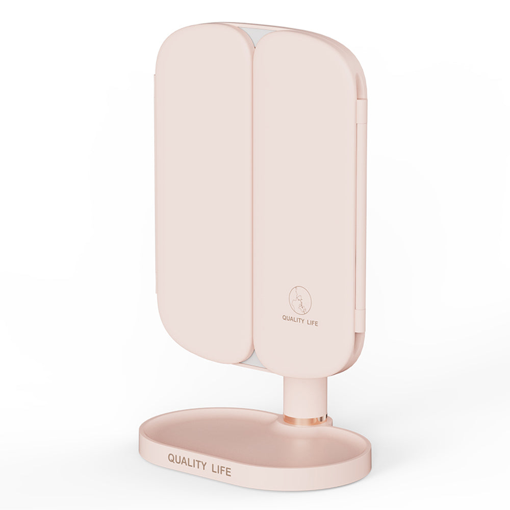 QW-M71 Stepless Dimming LED Light Makeup Mirror Foldable Tabletop Vanity Mirror