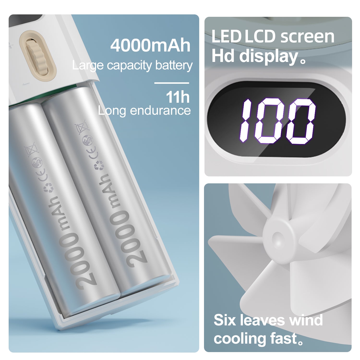 FC1 Summer Cooler Desktop Fan Turbine Handheld Fan with 100 Wind Speed Levels
