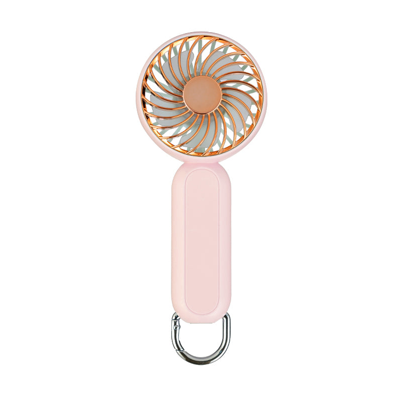 A217 Outdoor Three Gears Electroplating Mini Handheld Fan with Hanging Buckle