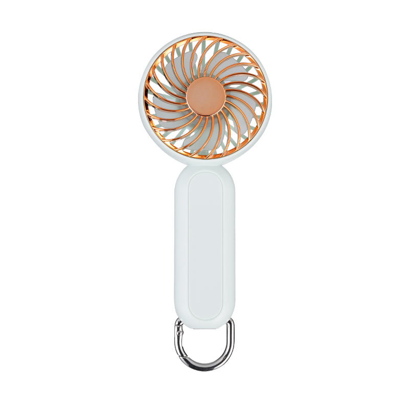 A217 Outdoor Three Gears Electroplating Mini Handheld Fan with Hanging Buckle
