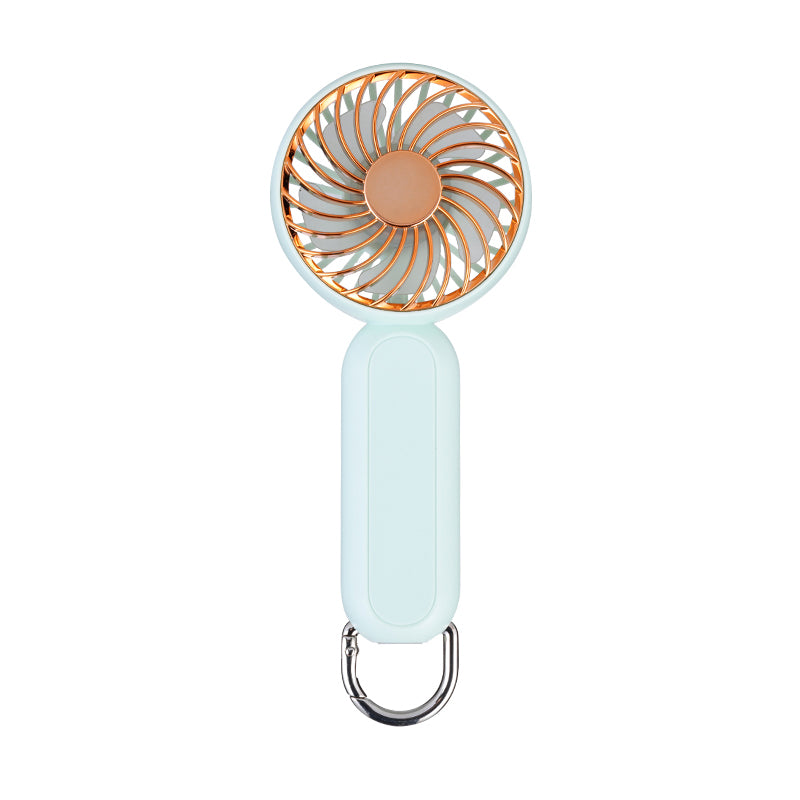 A217 Outdoor Three Gears Electroplating Mini Handheld Fan with Hanging Buckle