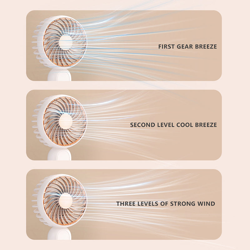 A217 Outdoor Three Gears Electroplating Mini Handheld Fan with Hanging Buckle