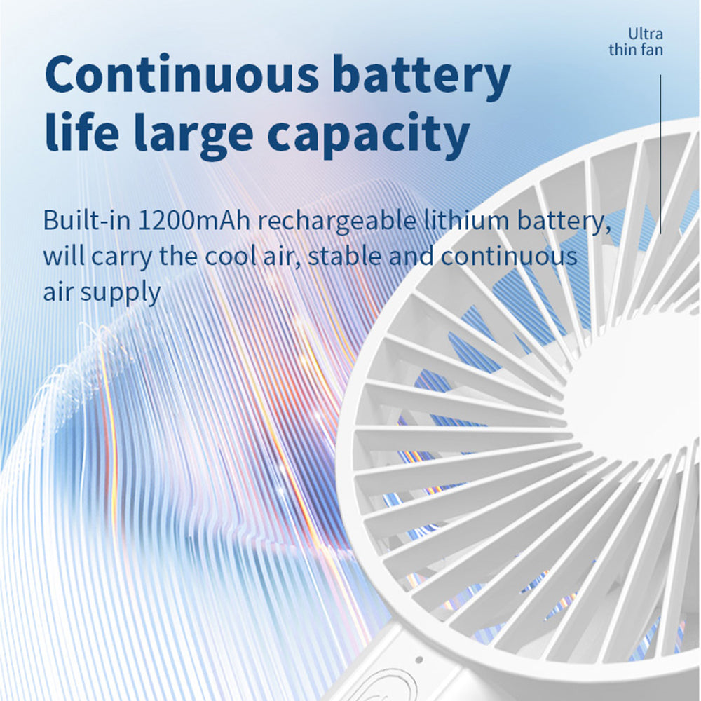 F35 Powerful Handheld Fan 1200mAh 3 Speed Desk Fan with Hanging Hole Rechargeable Cooling Fan