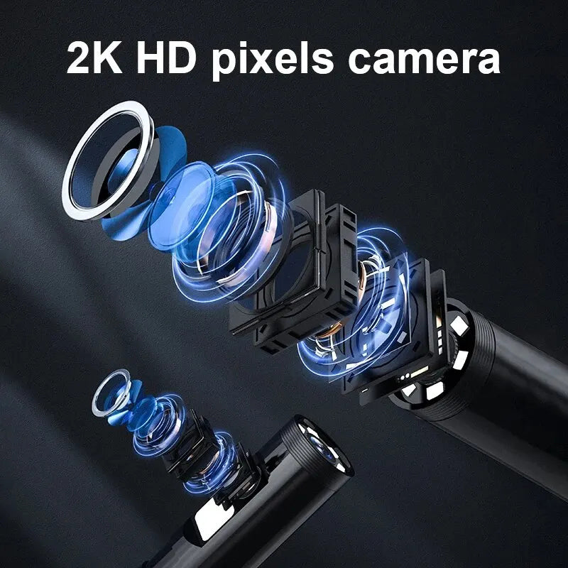 W600 8mm Dual Lens Endoscope 2.0MP 1080P HD Inspection Camera WiFi Industrial Borescope, 5m Hard Wire