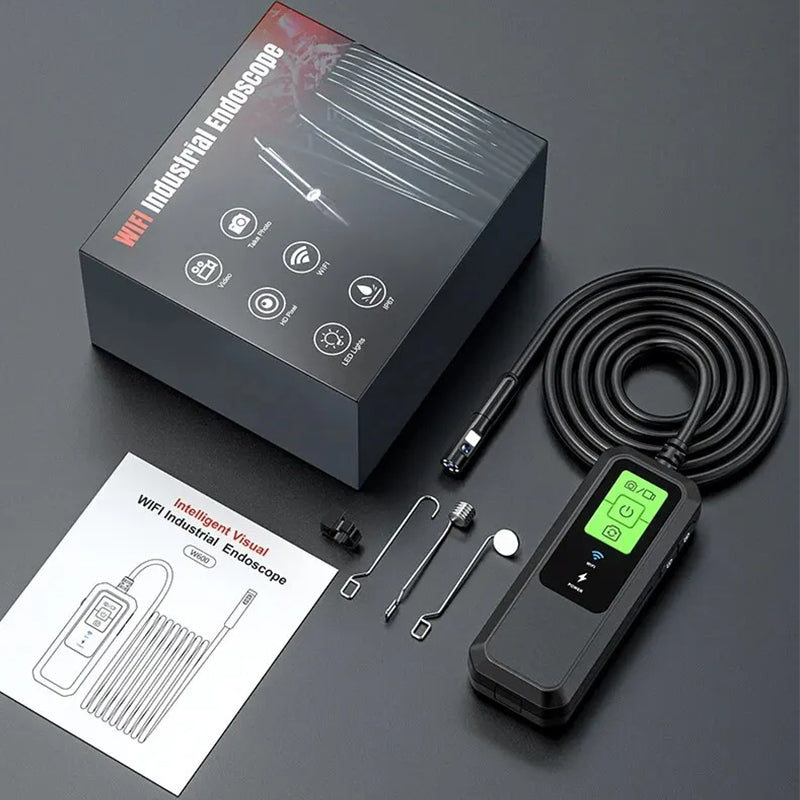 W600 8mm Dual Lens Endoscope 2.0MP 1080P HD Inspection Camera WiFi Industrial Borescope, 5m Hard Wire