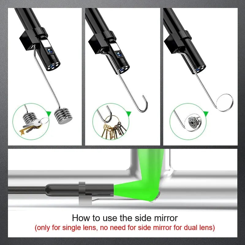 W600 8mm Dual Lens Endoscope 2.0MP 1080P Inspection Camera HD Industrial Borescope, 10m Hard Wire