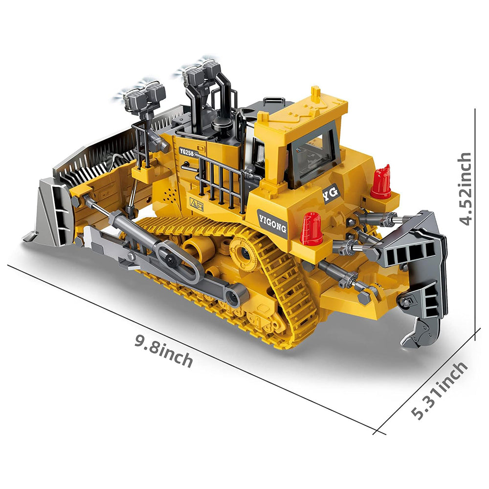 Children 9-Channel Bulldozer RC Vehicle Toy with Sound and Light Effect