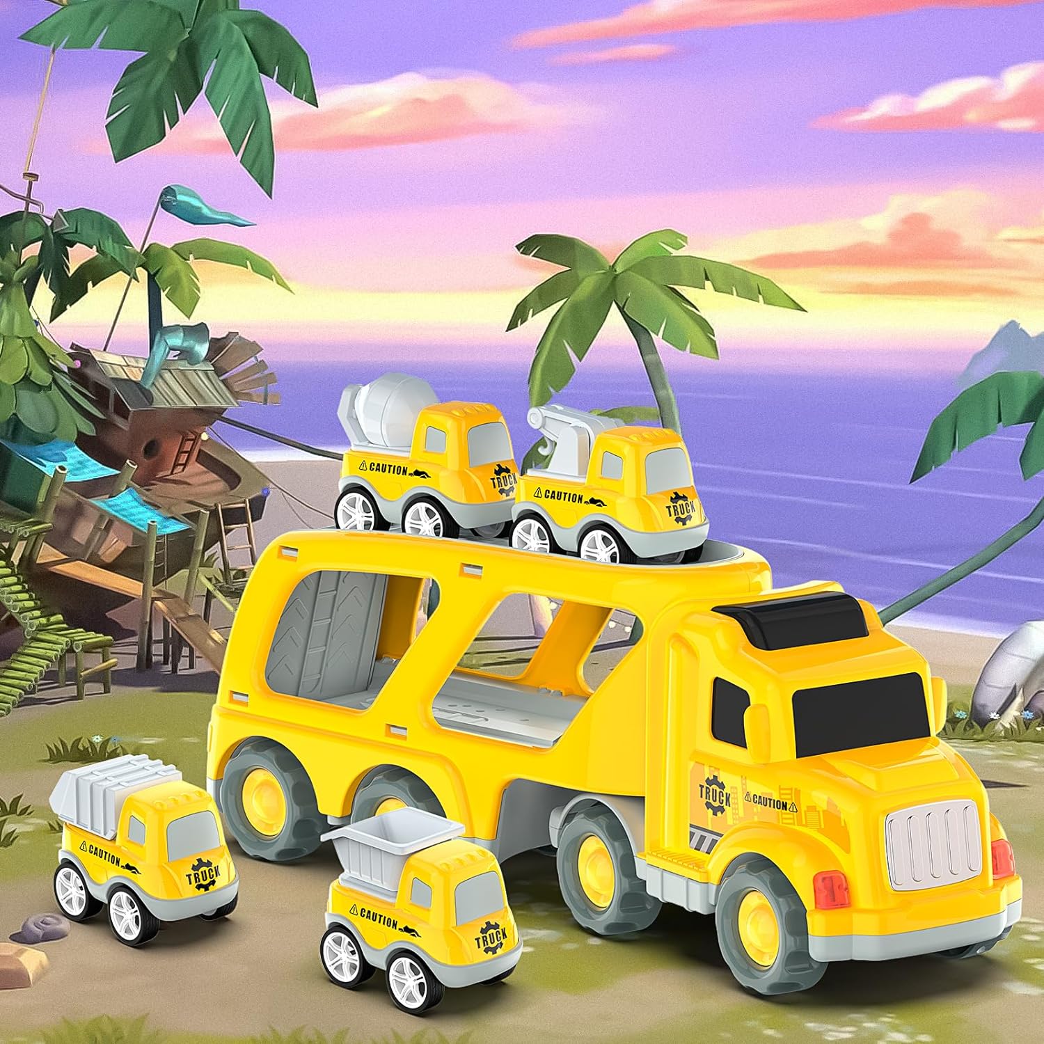 Kids Boys Trucks Toys Friction Powered Mini Cars Toddlers Birthday Gifts