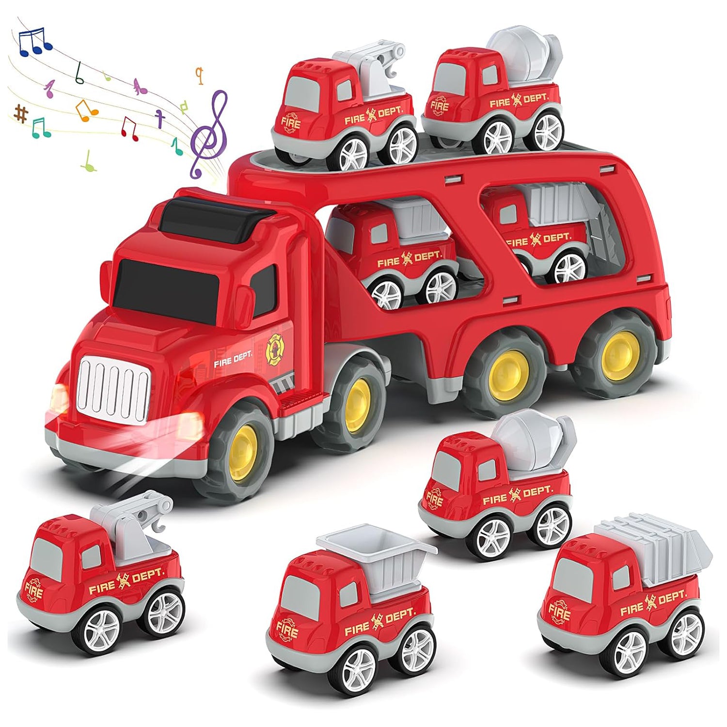 Friction Powered Cars Push and Go Trucks Construction Vehicles Toys Set
