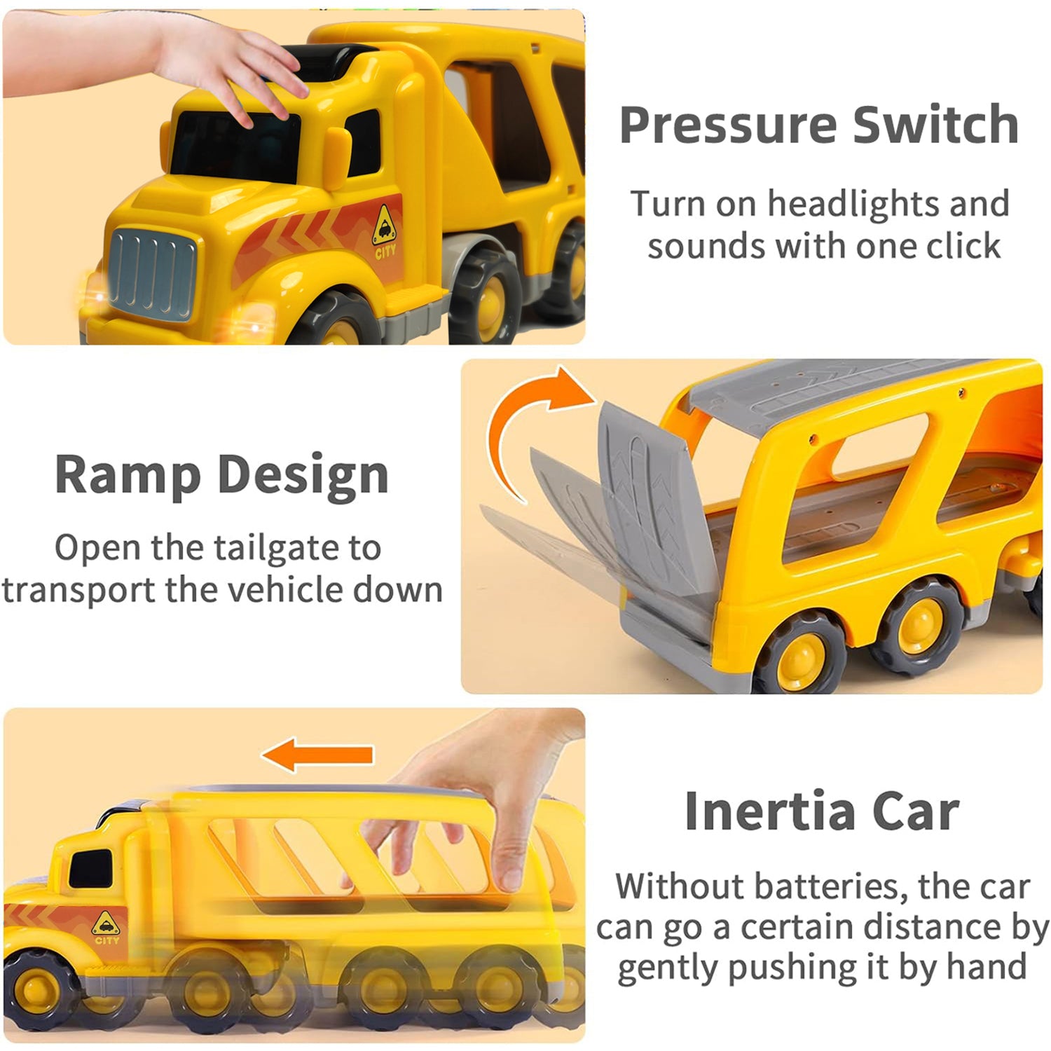 Children Toys Friction Powered Cars Push and Go Trucks Kids Mini Vehicles Set