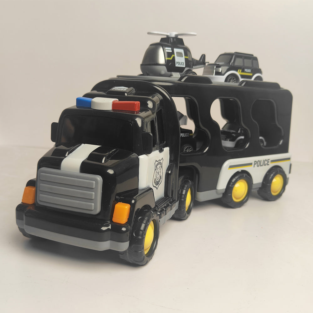 Kids Vehicles Cars Toys Set Toddlers Trucks Ambulances Helicopters Gifts (Dual Layers)