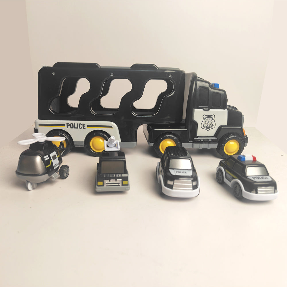 Kids Vehicles Cars Toys Set Toddlers Trucks Ambulances Helicopters Gifts (Dual Layers)