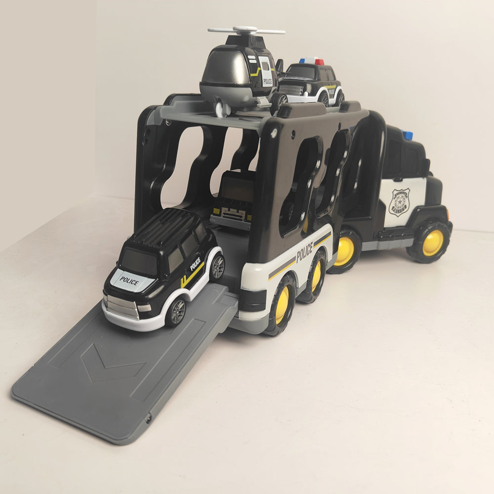 Kids Vehicles Cars Toys Set Toddlers Trucks Ambulances Helicopters Gifts (Dual Layers)