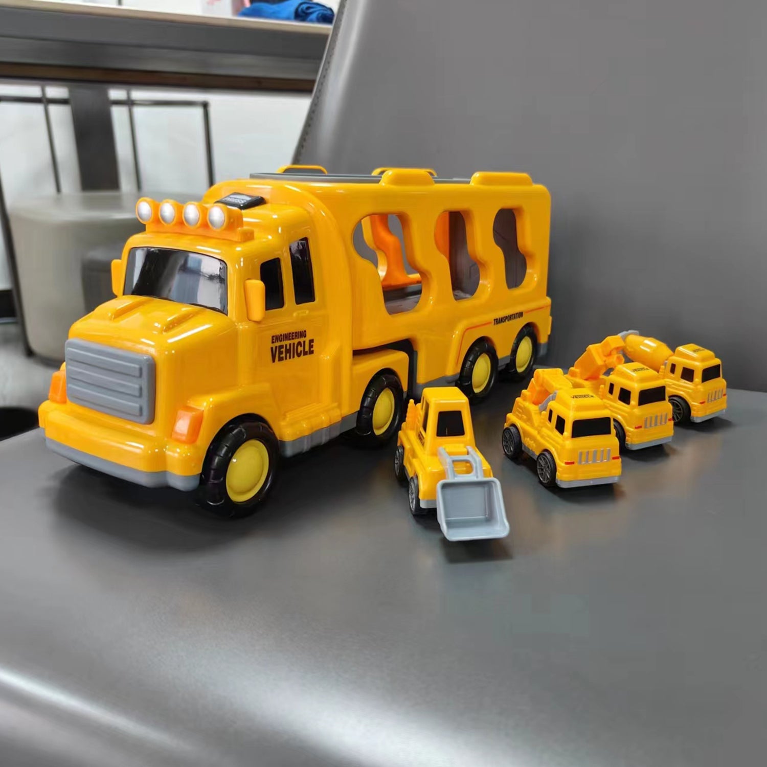 Friction Powered Mini Cars Toddlers Gifts Kids Boys Trucks Toys Set (Dual Layers)
