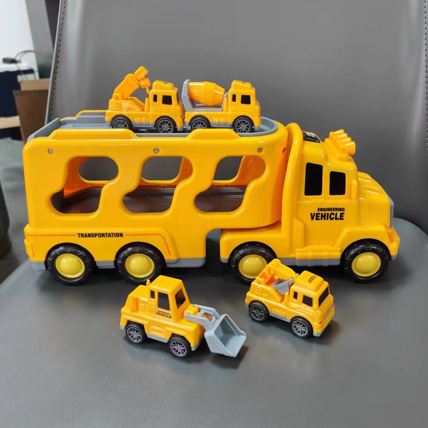 Friction Powered Mini Cars Toddlers Gifts Kids Boys Trucks Toys Set (Dual Layers)