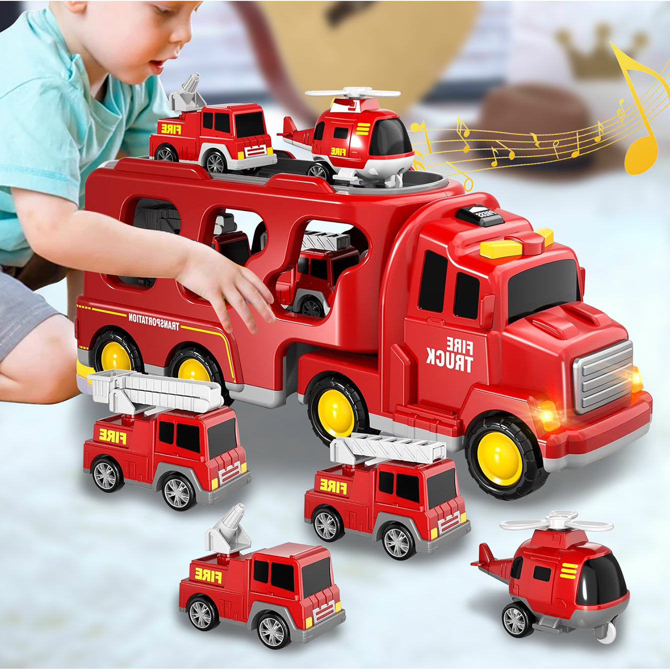 Toddlers Trucks Ambulances Helicopters Friction Power Vehicles Cars Gifts (Dual Layers)