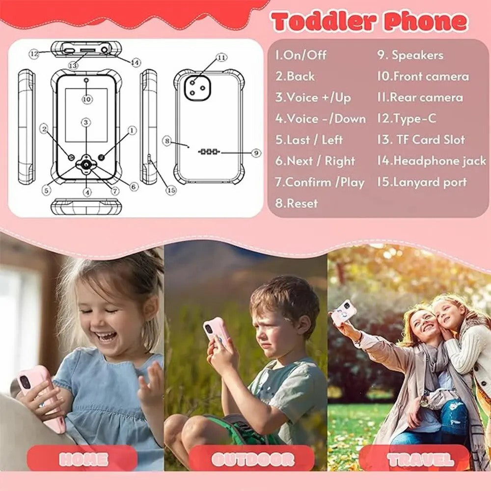 S2 2.4-Inch HD Smart Children Camera Phone Toy Support Camera, Video
