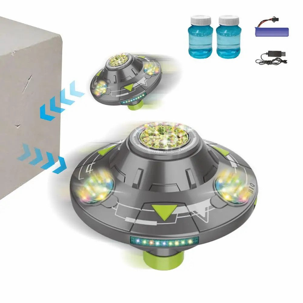 KB1301 18Pcs / Box UFO Shape Automatic Electric Bubble Generating Toy Rotating Bubble Machine with Sound and Light