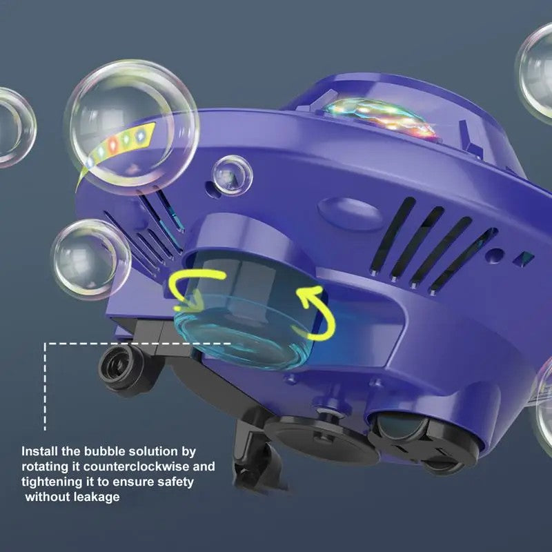 KB1301 18Pcs / Box UFO Shape Automatic Electric Bubble Generating Toy Rotating Bubble Machine with Sound and Light