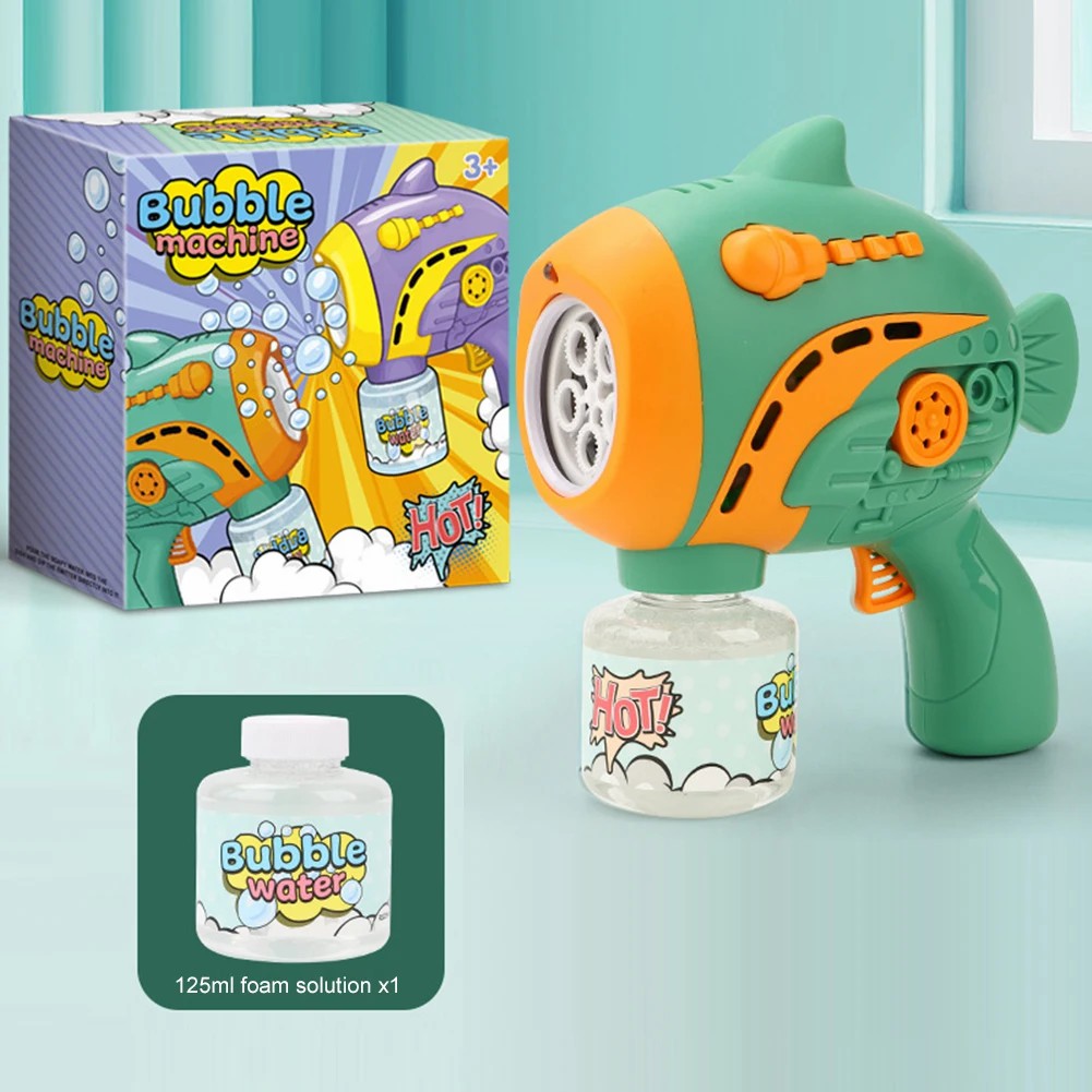 A208 48Pcs / Carton Kids Fish Shape Lighting Music Electric Bubble Machine Toy (without Battery)