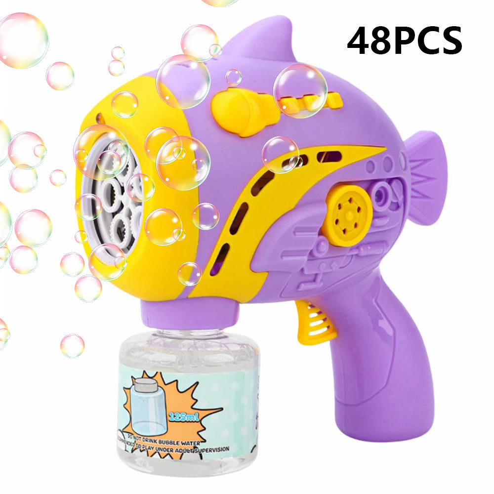 A208 48Pcs / Carton Kids Fish Shape Lighting Music Electric Bubble Machine Toy (without Battery)