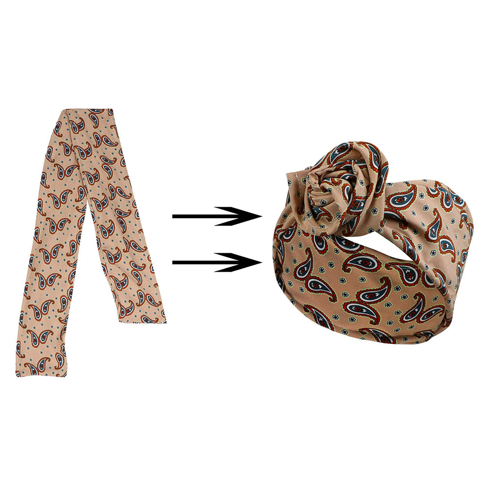 FD066 Wire Headband Adjustable Pattern Print Wired Hair Tie Head Scarf