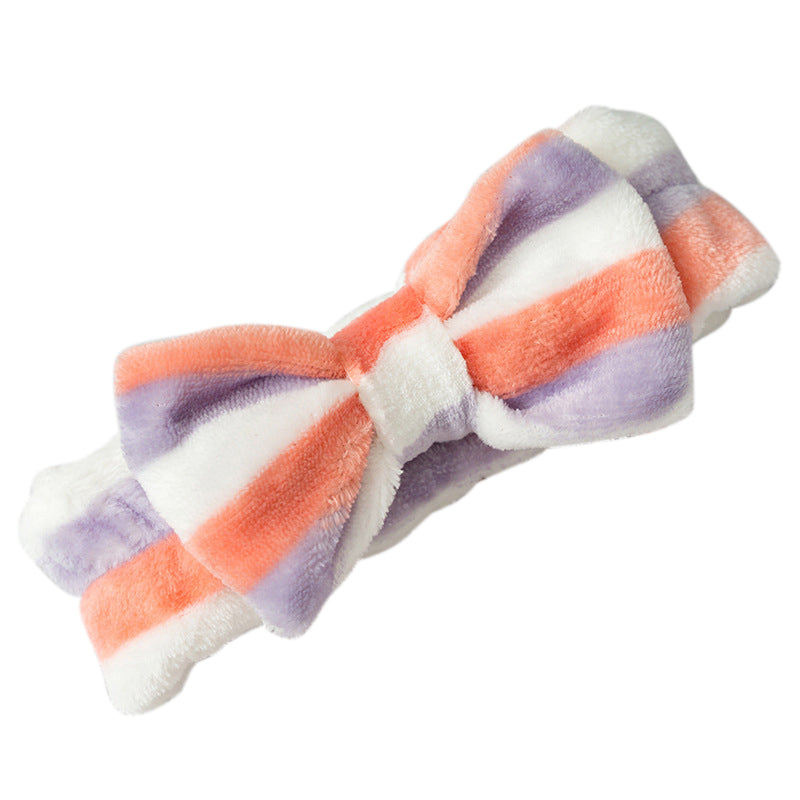 SFD001 Coral Fleece Women Sports Headband Cute Bowknot Face Washing Hairband