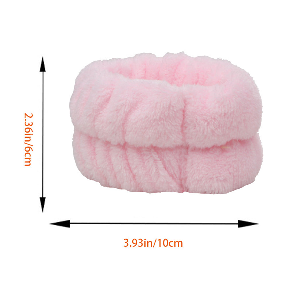 SFD067 1 Headband 2 Wrist Bands Coral Fleece Water Absorbent Face Washing Wristband Hairband Set