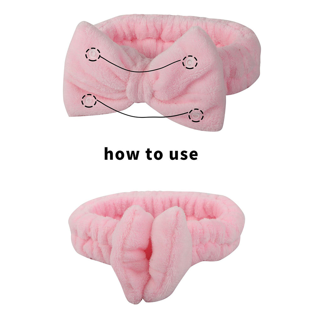 SFD008 3Pcs Spa Headband Wrist Washband Set Bowknot Face Washing Hair Wrap