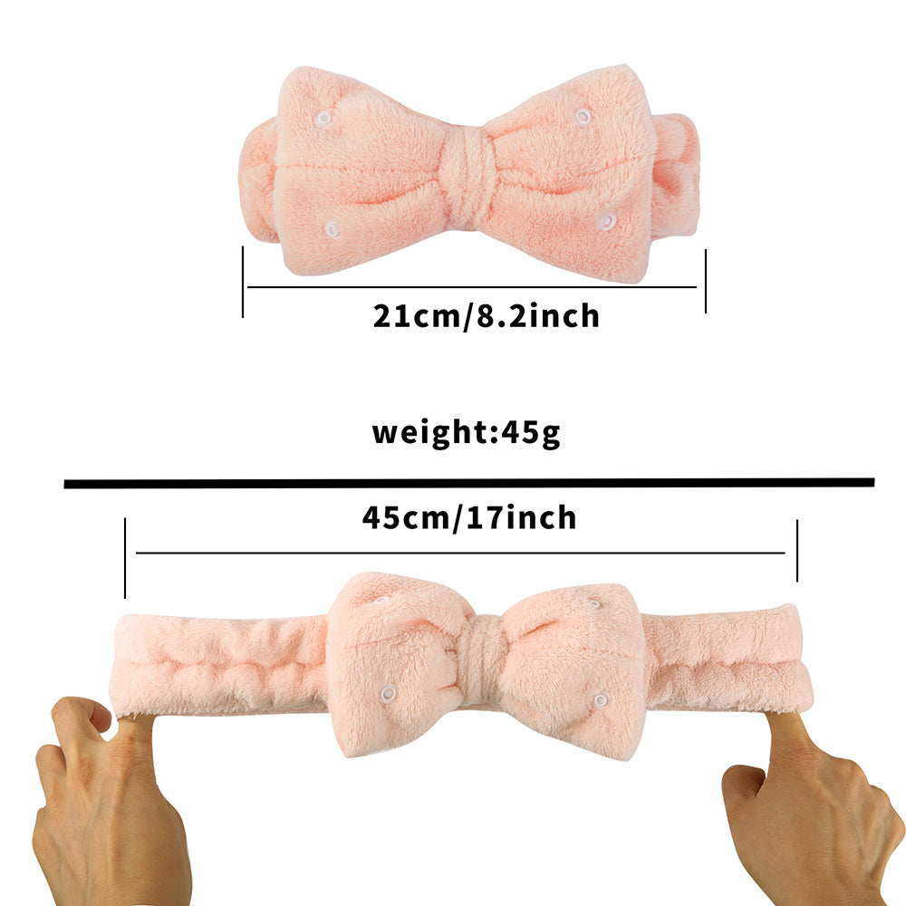 SFD008 3Pcs Spa Headband Wrist Washband Set Bowknot Face Washing Hair Wrap