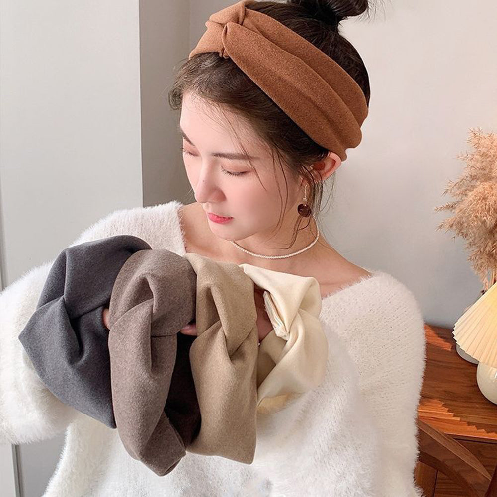 FD089 Solid Color Autumn Winter Wide Headband Women Sports Face Washing Hair Band