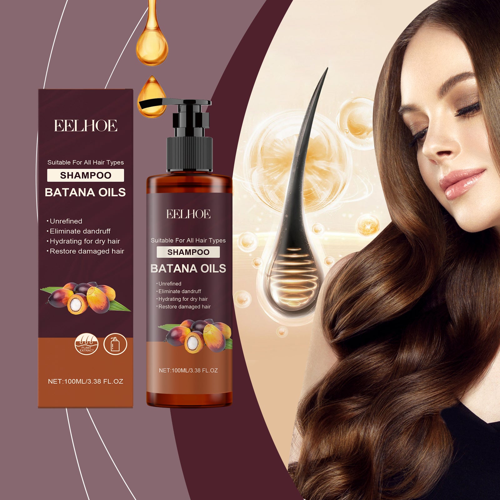 EELHOE Battana Shampoo Moisturizing Repair Nourishing Smooth Oil Control Shampoo