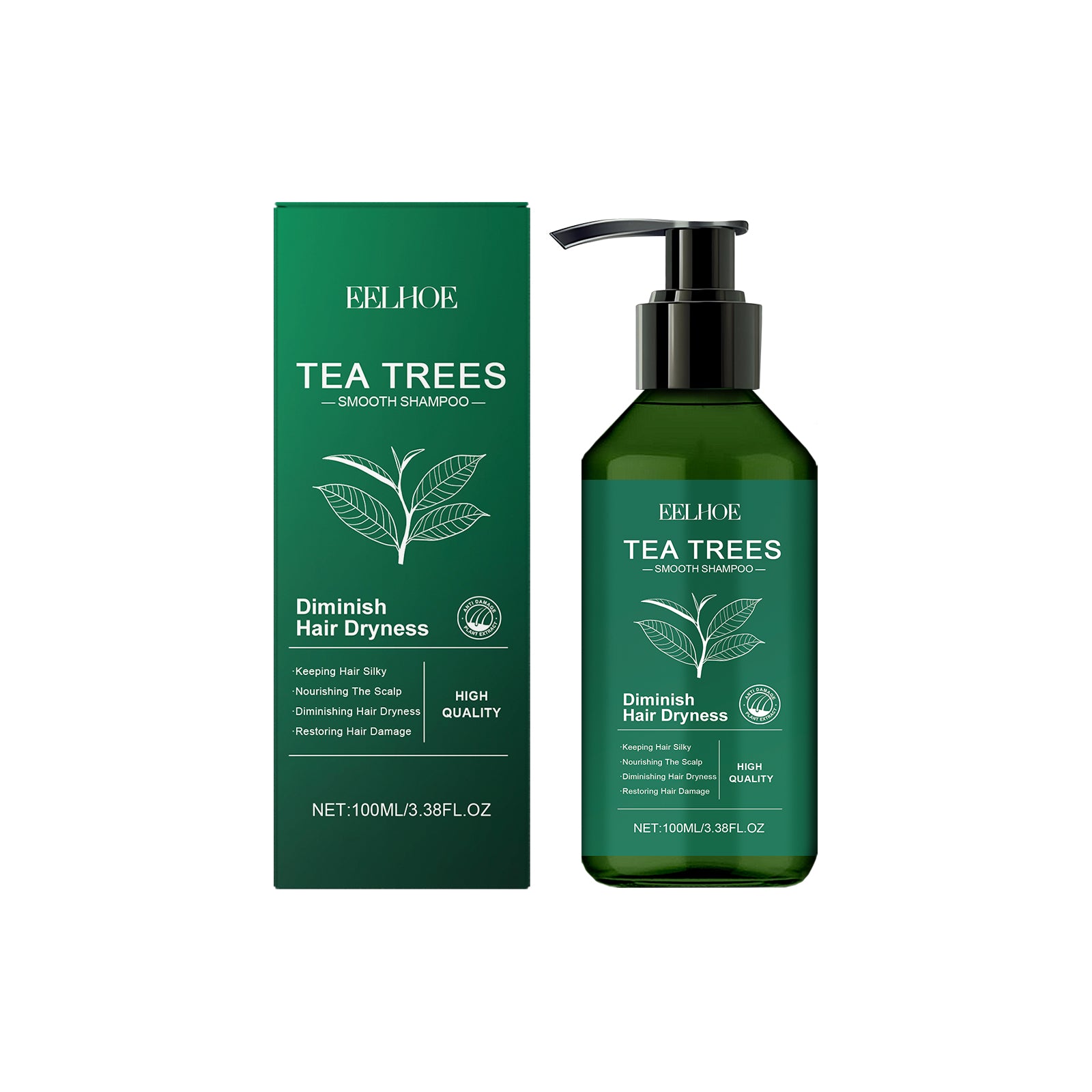 EELHOE Tea Tree Shampoo Gentle Cleansing Tough Hair Softness Repair Dry Frizz Oil Control Shampoo