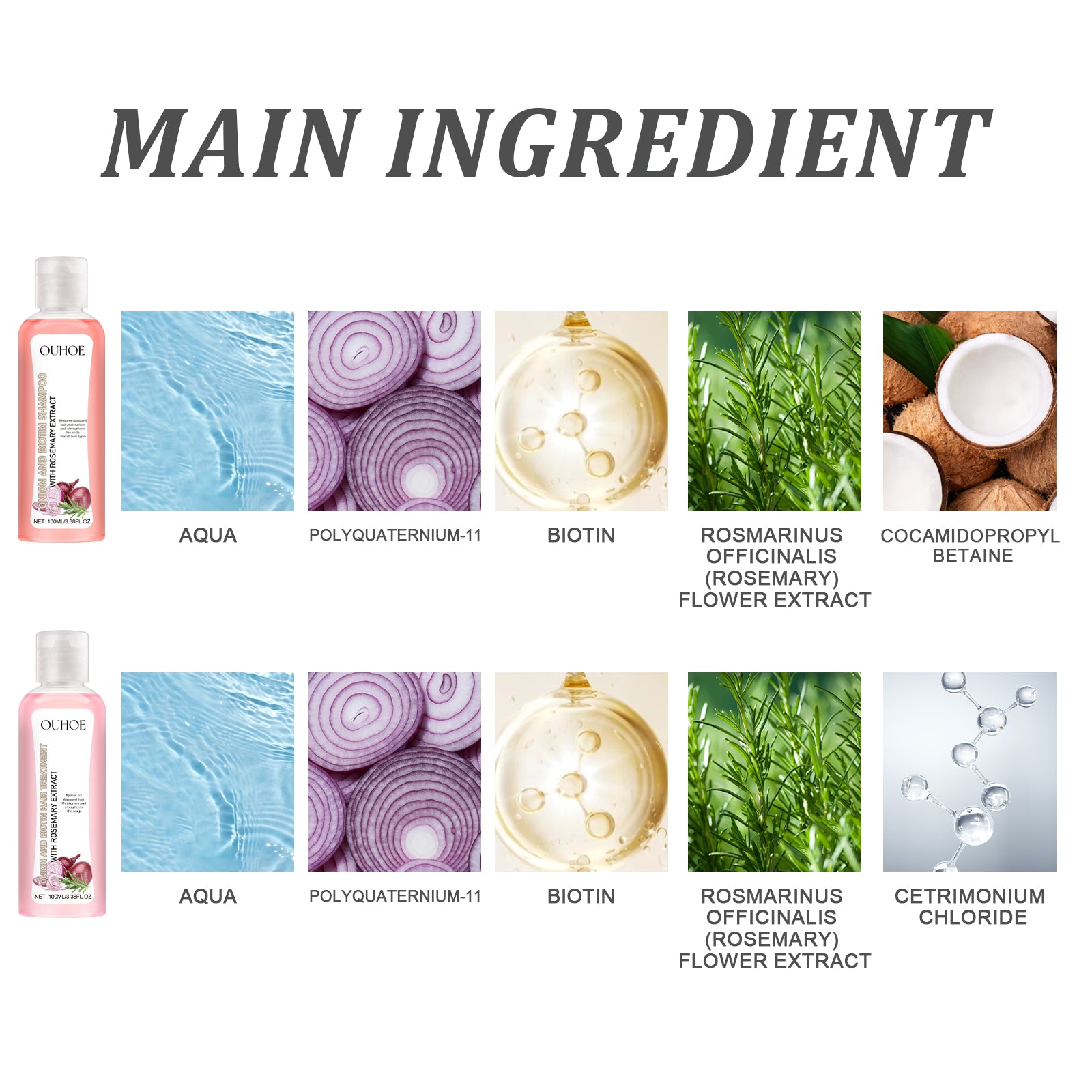 OUHOE Onion Biotin Rosemary Shampoo suit Nourishes Hair Root Scalp Dense Hair Shiny Thick Hair