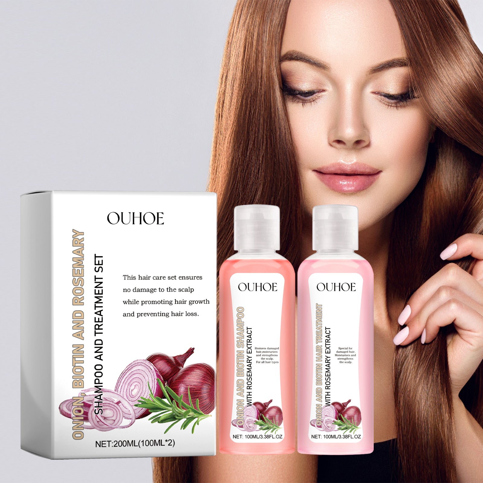 OUHOE Onion Biotin Rosemary Shampoo suit Nourishes Hair Root Scalp Dense Hair Shiny Thick Hair