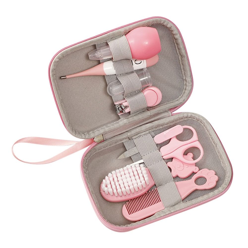 JC08 8-in-1 Baby Nail Clipper Kit Thermometer Nasal Aspirator Comb Brush Infant Baby Nail Care Set