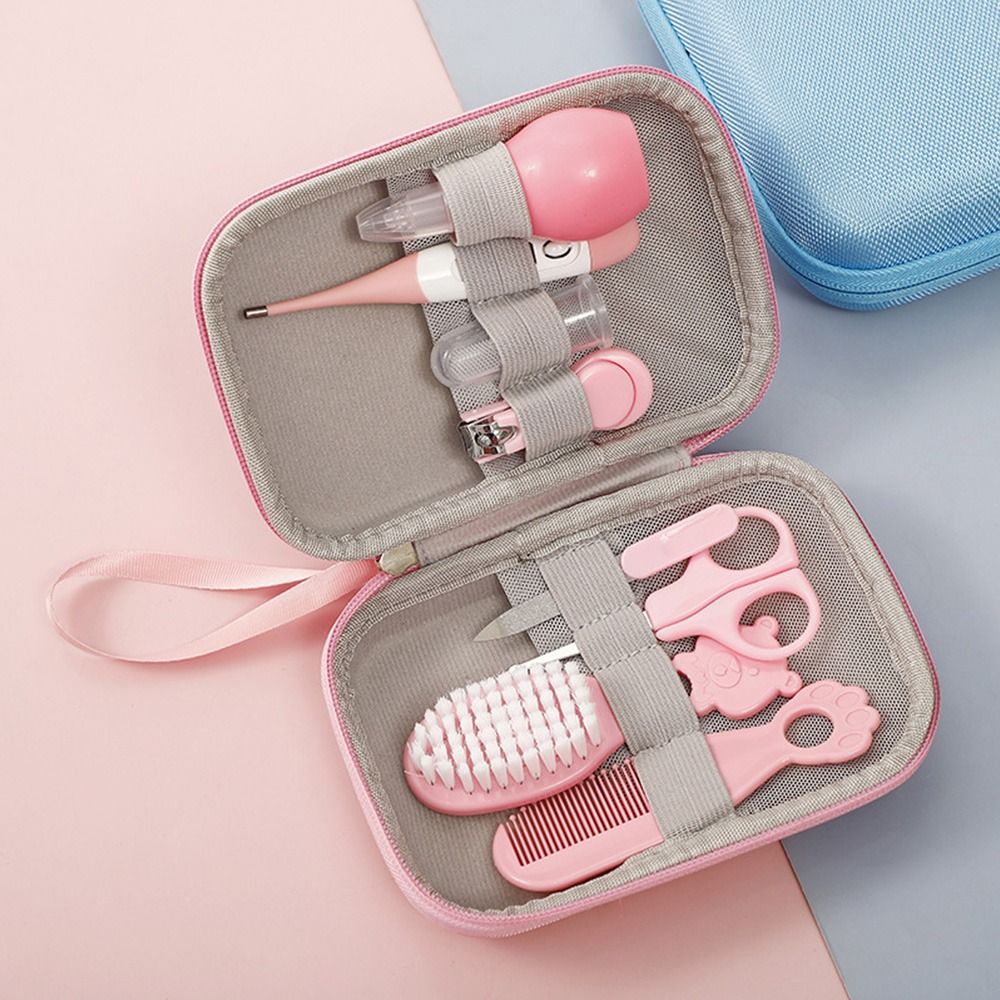 JC08 8-in-1 Baby Nail Clipper Kit Thermometer Nasal Aspirator Comb Brush Infant Baby Nail Care Set