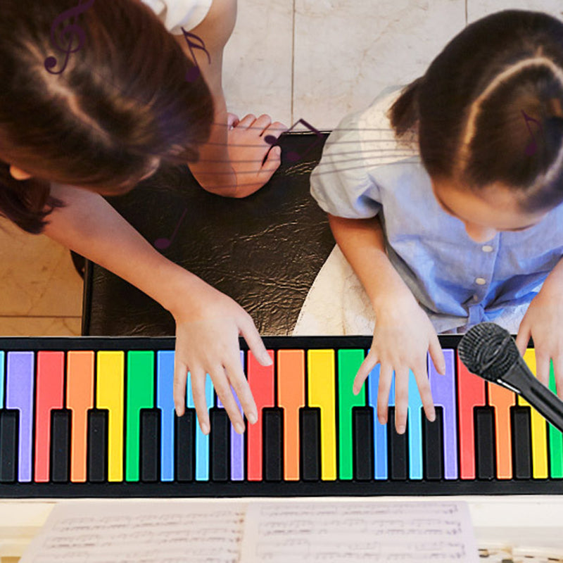49 Keys Piano Keyboard Rechargeable Roll Up Silicone Electronic Organ Built-in Speaker for Children Beginner